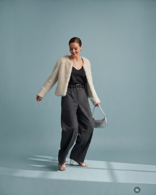 Oui damesjas beige in zachte breikwaliteit – kort model