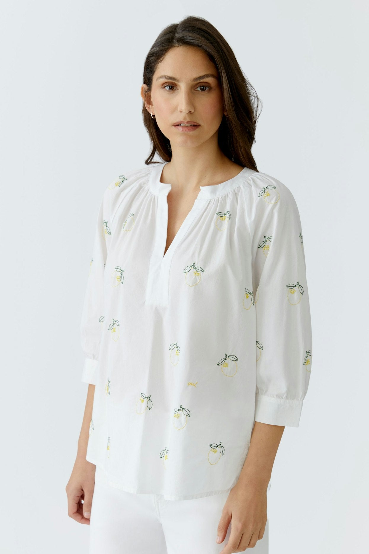 Oui - witte bloes v-hals (97583)