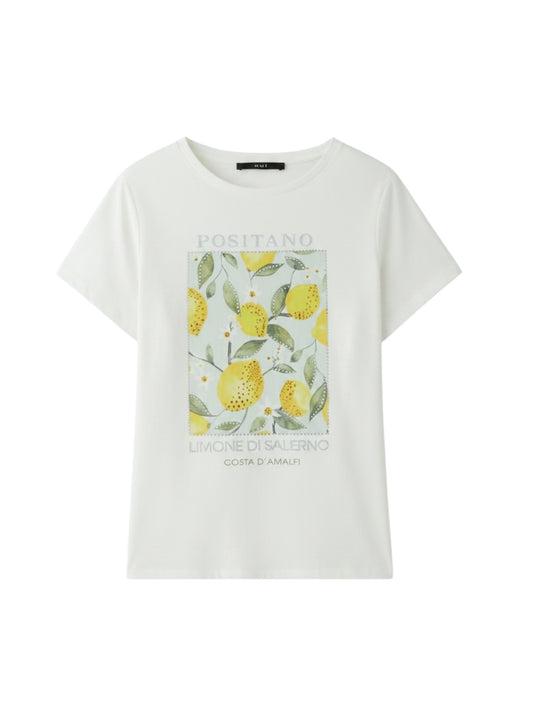 Oui - witte t-shirt met citroenprint (97200)