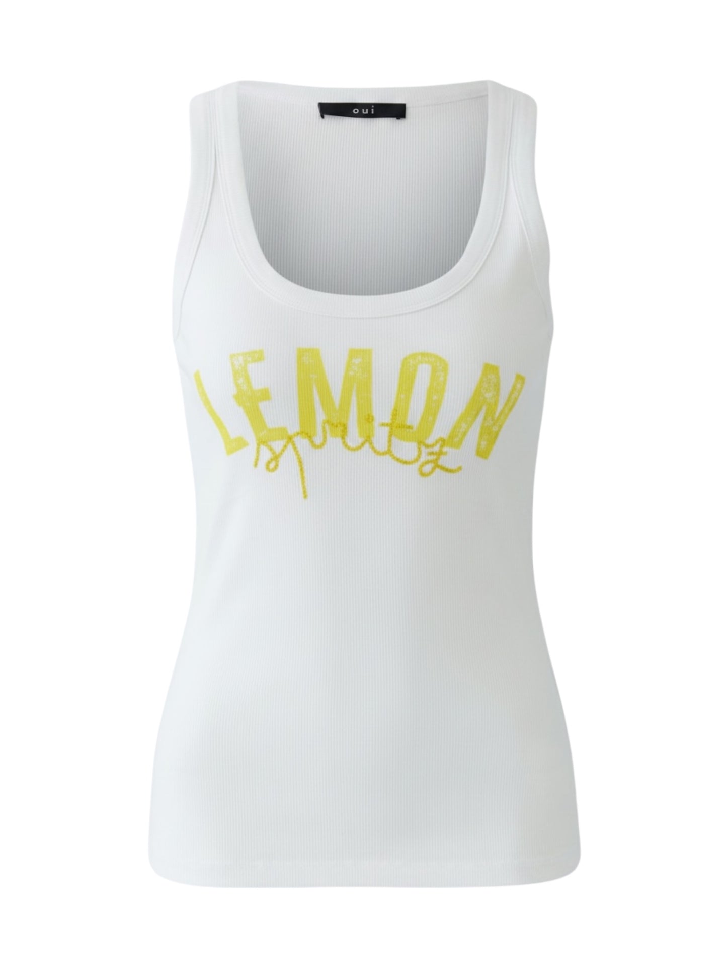 Oui - tanktop wit met print (97457)
