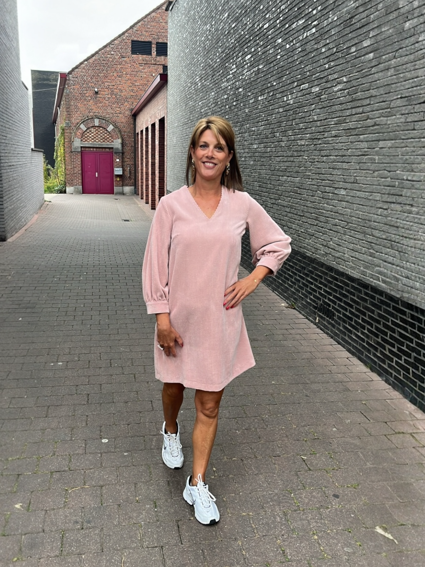 Senso - jurk DRIGI blush ribfluweel S1193