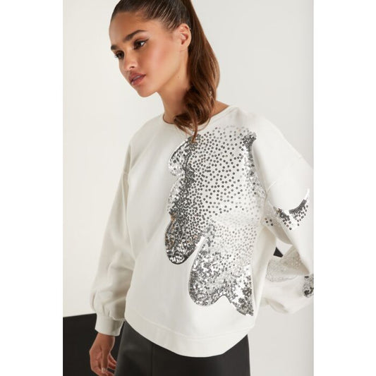 Witte sweater CHANNA met pailletten- Senso