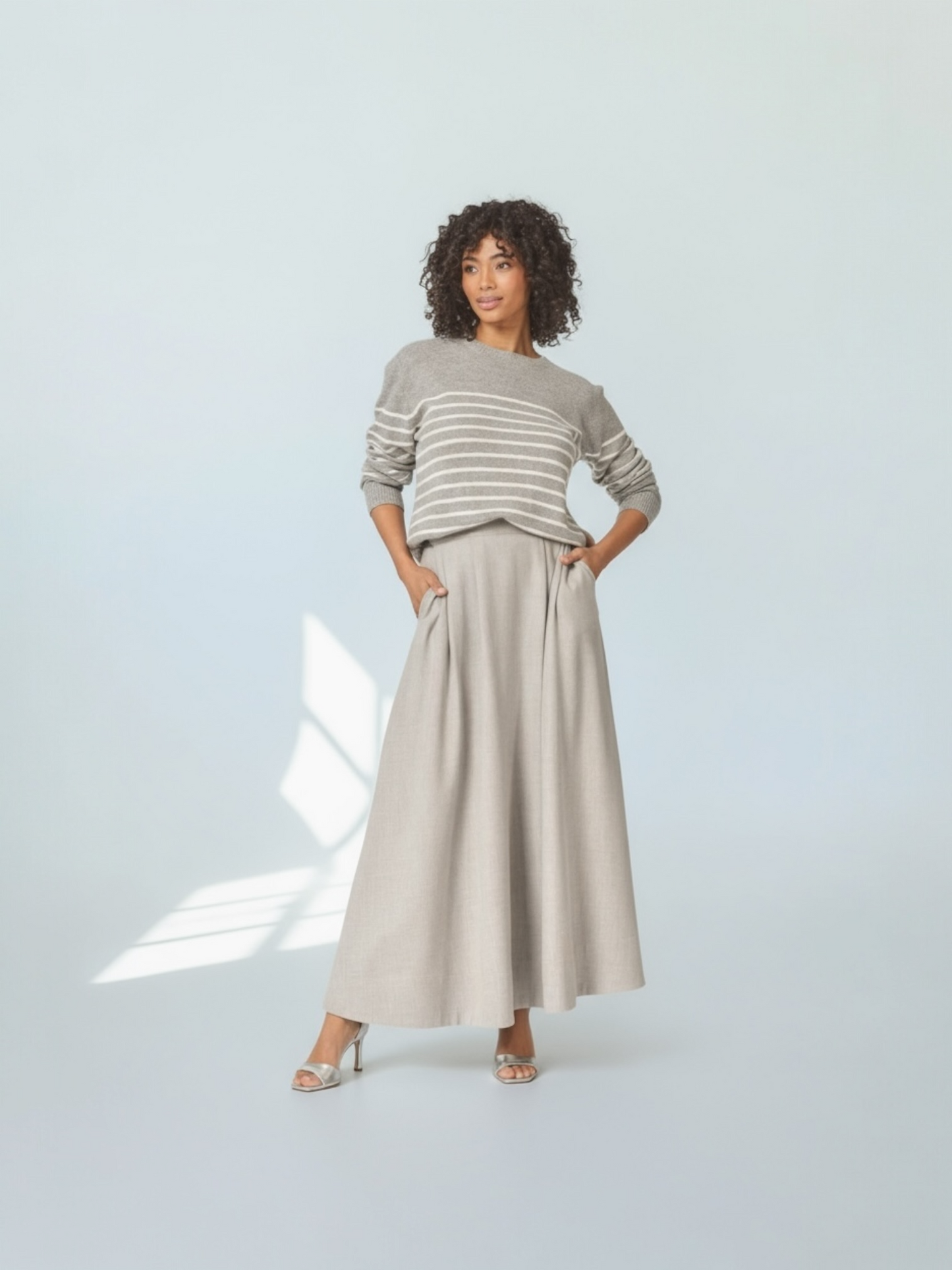 Lalotti - grijze lange rok ROZETTE