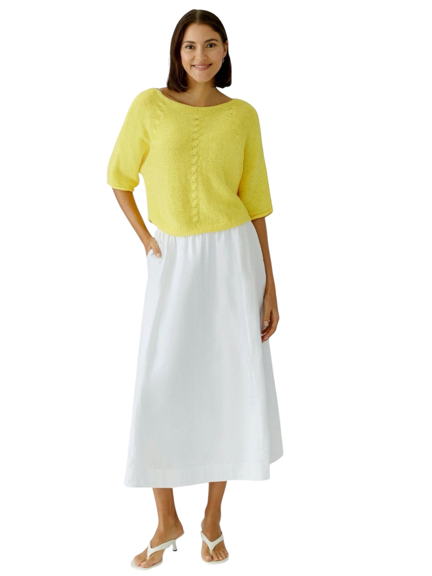 Oui - gele pull ronde hals (97252)