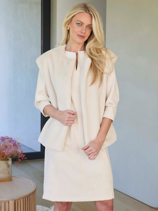 Blue Bay - ecru fluffy bodywarmer FRIDA