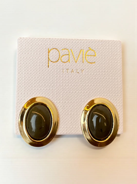 Pavié - groene ovalen oorringen