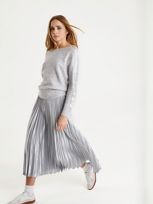 Zilverkleurige plisserok KRESTA - Senso ( S1334)