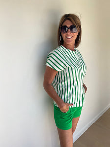 Groen-witte t-shirt SEVI - Gigue