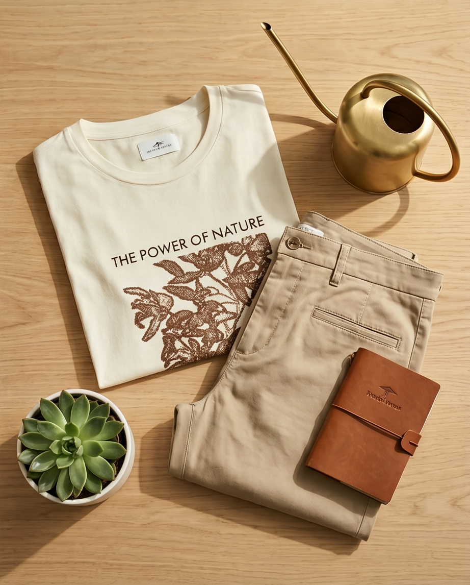 Fynch Hatton - t-shirt opschrift bruin