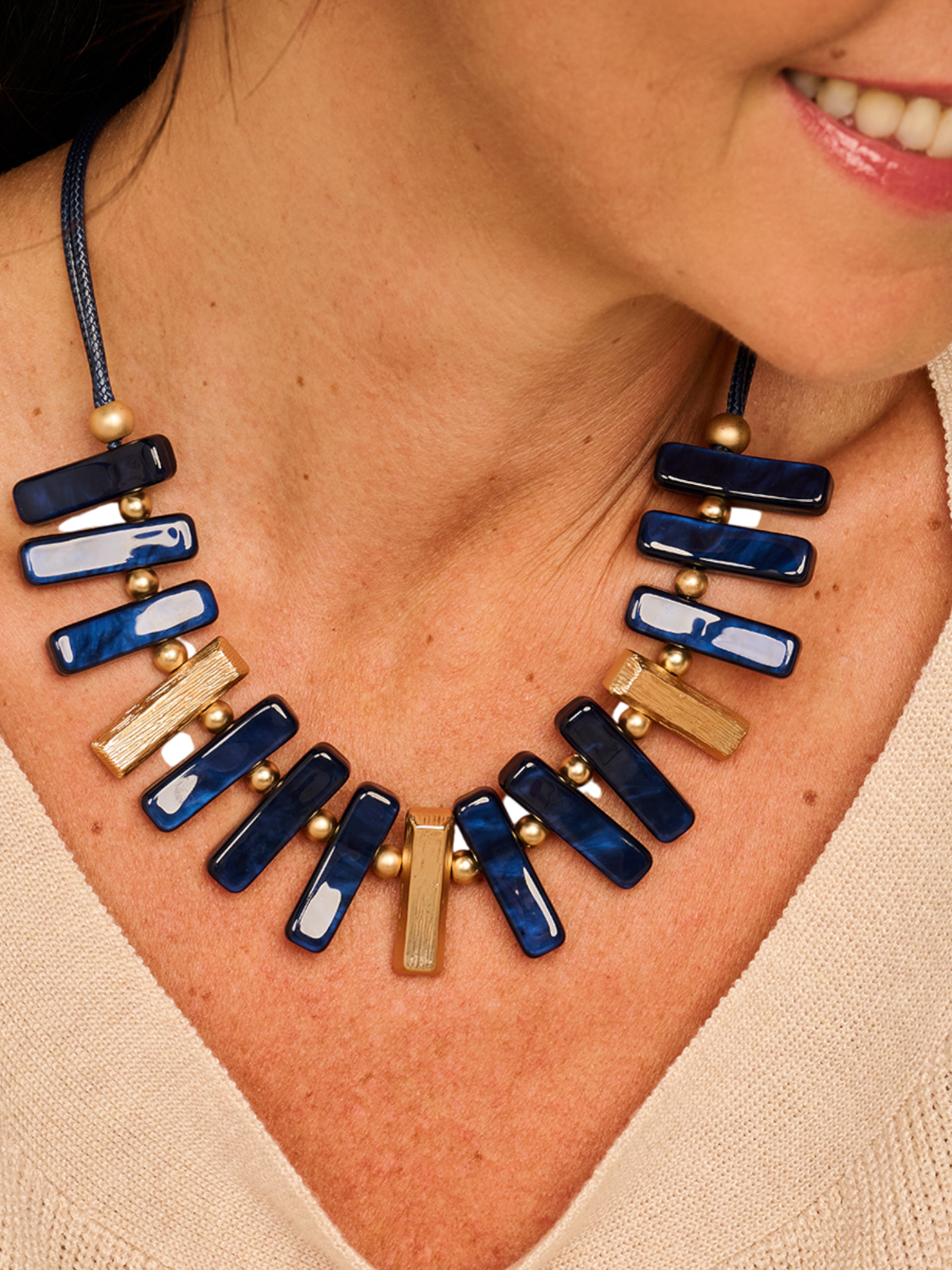 Les Cordes - halsketting KONNOR blauw