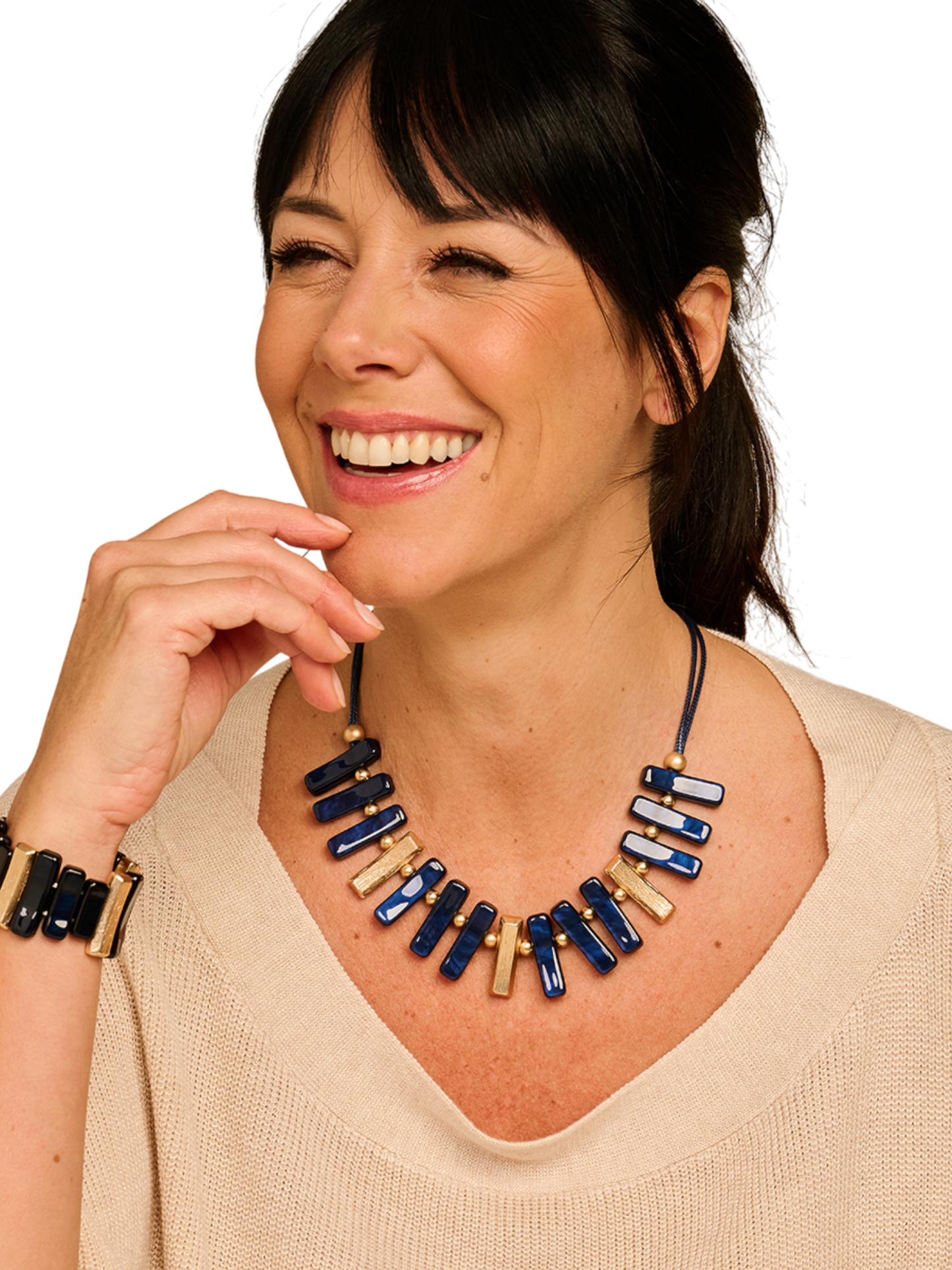 Les Cordes - halsketting KONNOR blauw