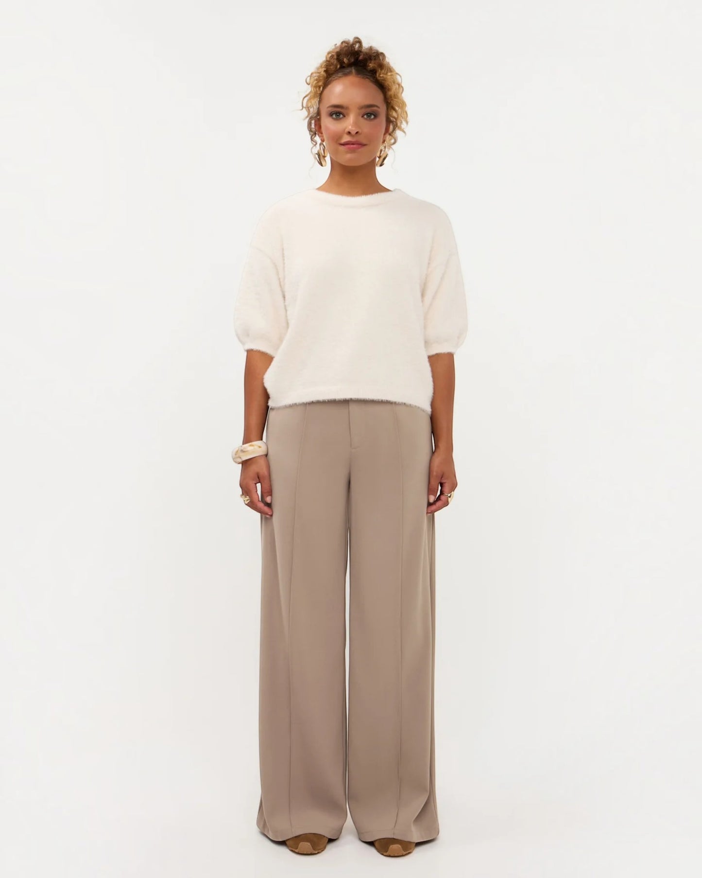 Ydence Knitted Top Mary Ecru | Zachte Dames Top