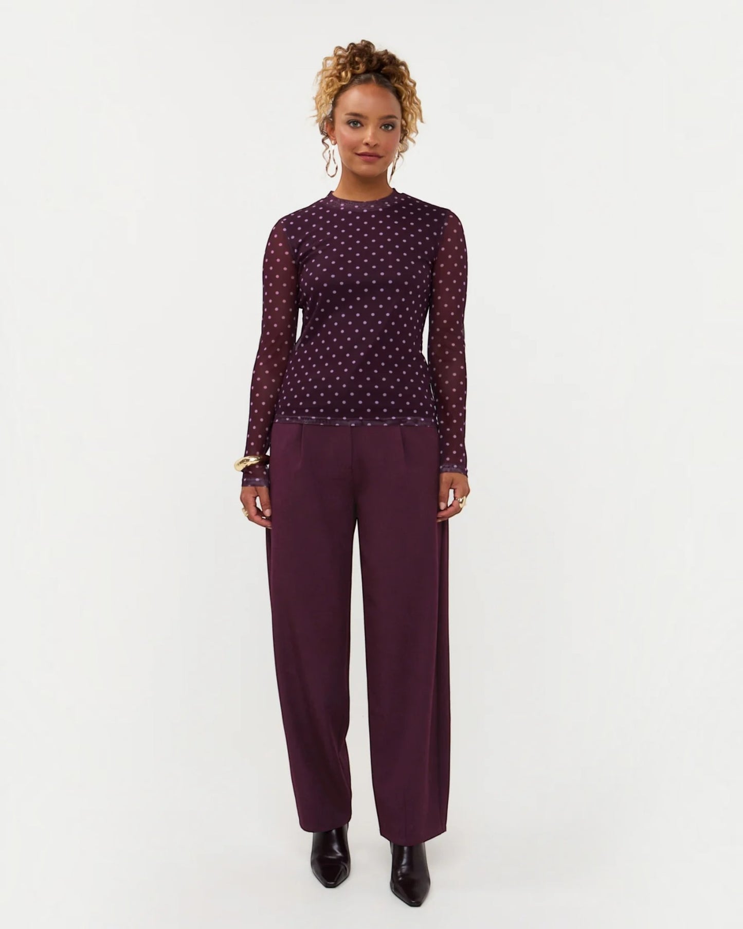 Ydence Top Bailey Plum | Mesh Dames Top