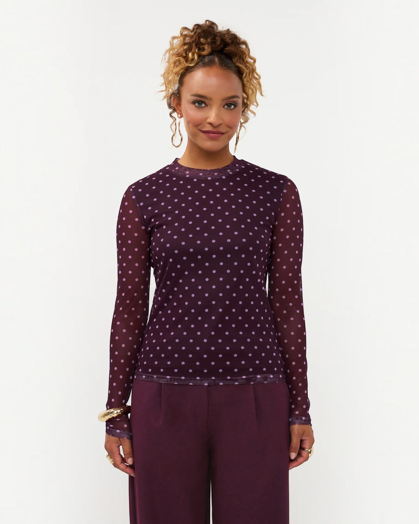 Ydence Top Bailey Plum | Mesh Dames Top