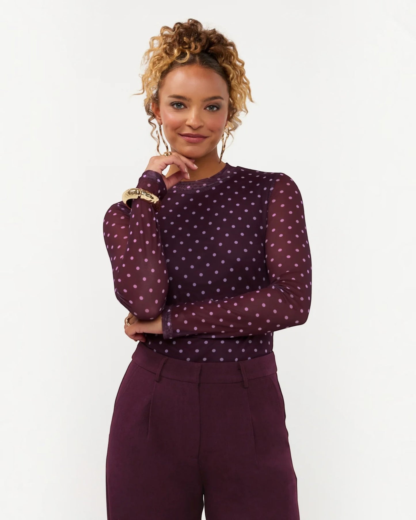 Ydence Top Bailey Plum | Mesh Dames Top