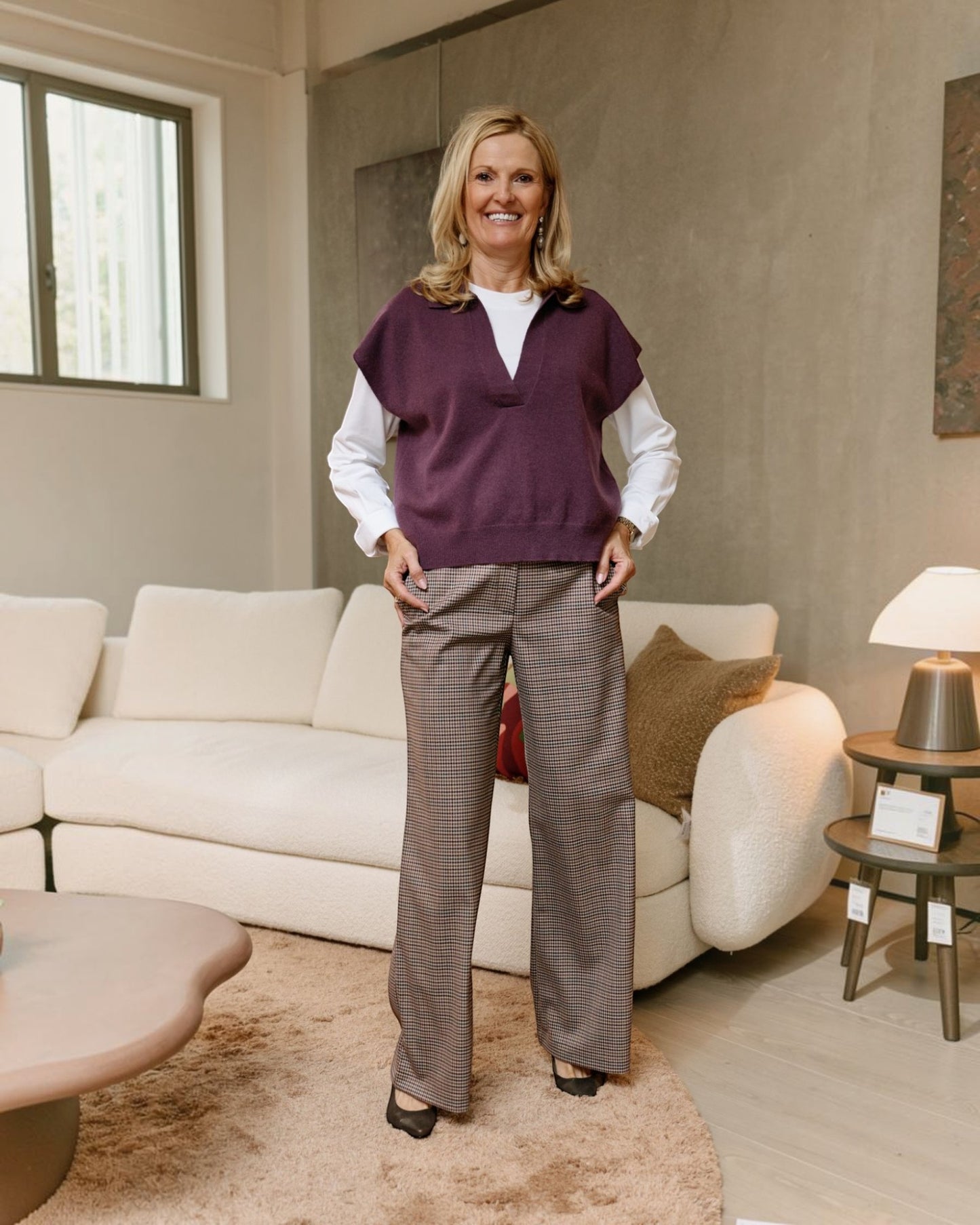 TWNS Okaloosa Trui Aubergine – Mouwloze Merino Wollen pullover