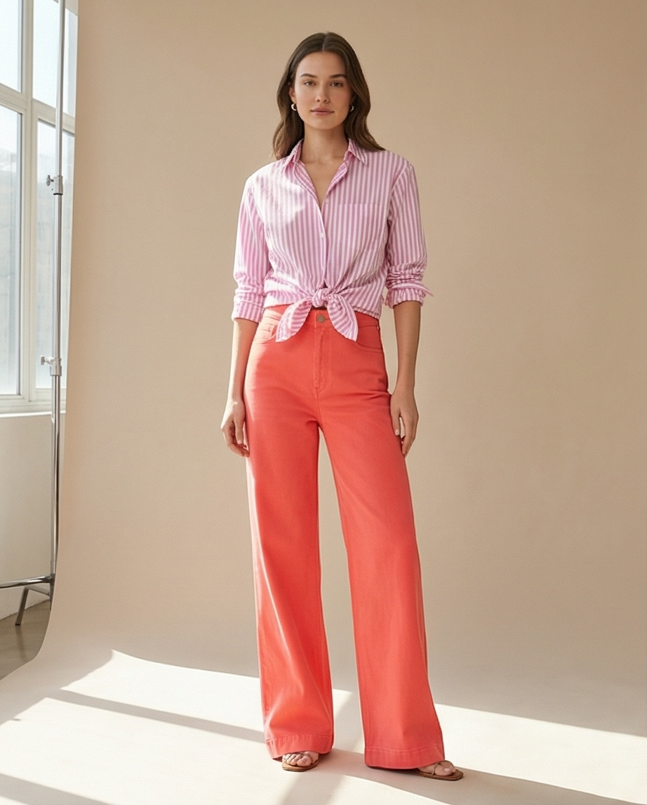 Blue Bay - jeans JANE neon orange