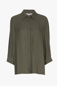 Oversized blouse met kraag in kakki HARLEE - Xandres